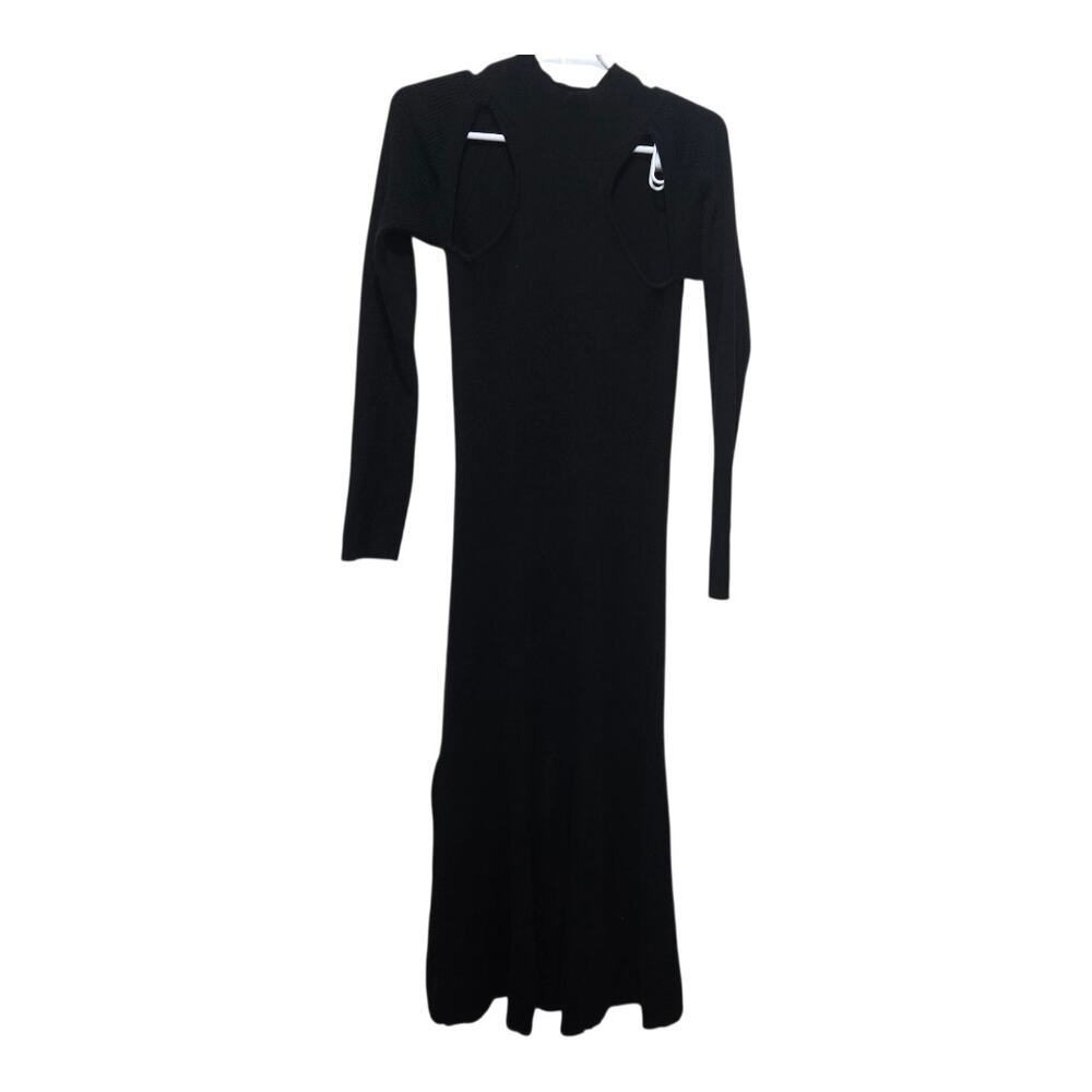 ASTR The Label Black Ribbed Cutout Maxi Dress Large Bodycon Mock Neck